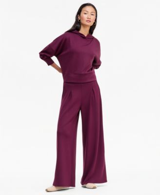 Women's Off Duty Pleat-Front Wide-Leg Sweatpants