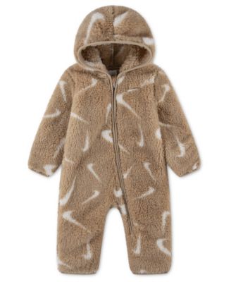 Baby Boys' and Baby Girls' Hooded Printed High-Pile Fleece Coverall