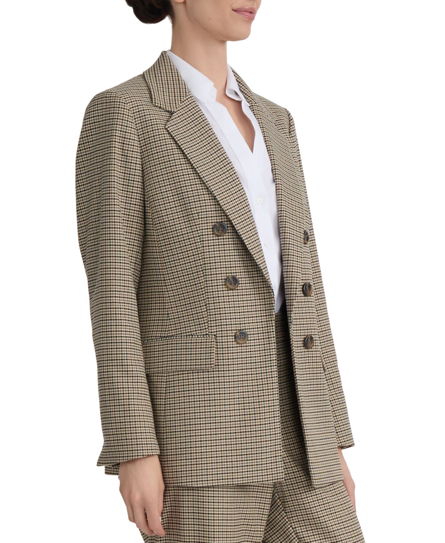 Petite Mini-Houndstooth Faux Double-Breasted Jacket