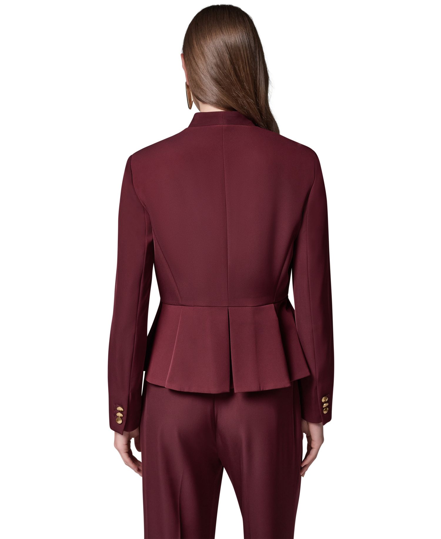 Women's Petite Collarless Peplum Blazer