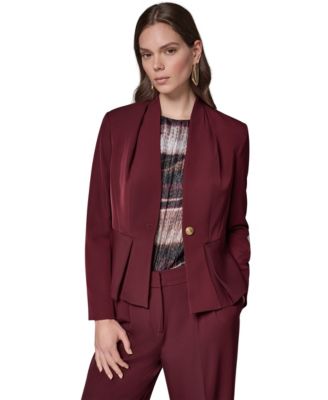 Women's Petite Collarless Peplum Blazer