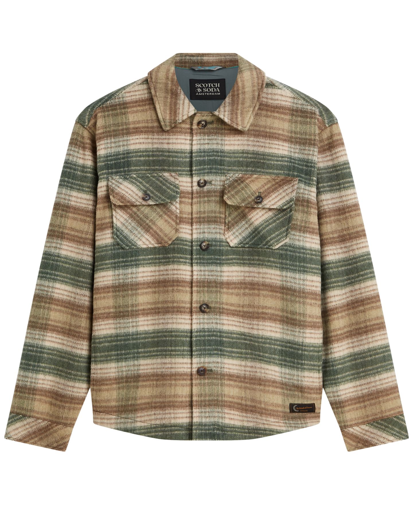 Мужские куртки SCOTCH & SODA Wool-Blend Checker Shacket, цвет: Тёмно-зелёный клетчатый — фото 6