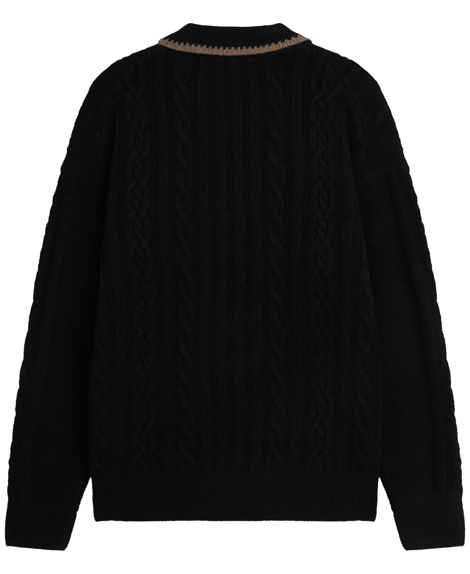Men's Soft Knit Polo Cable Dropped Shoulder Polo Sweater