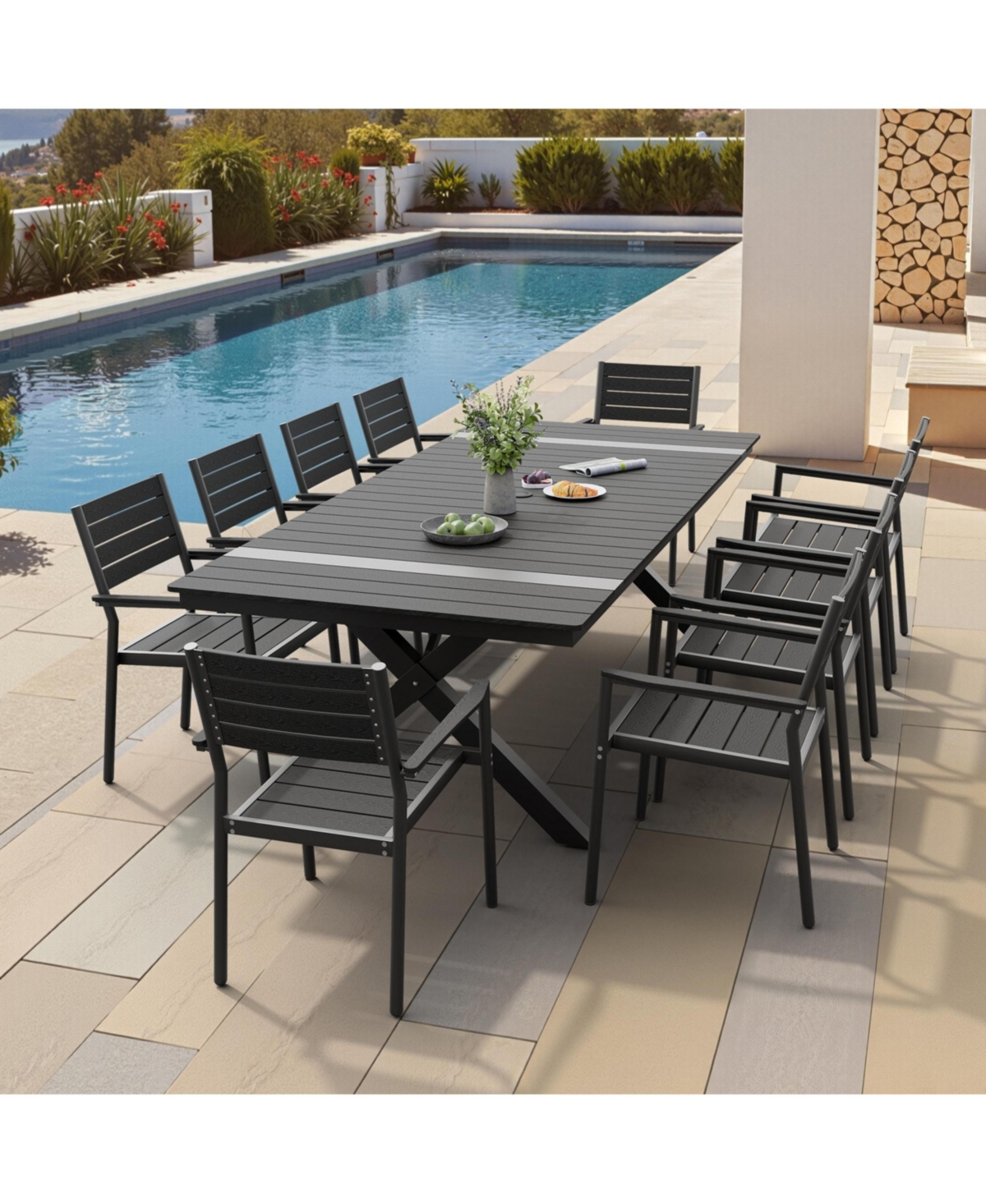 Pellebant Outdoor Patio Aluminum Dining Chairs with Armrest