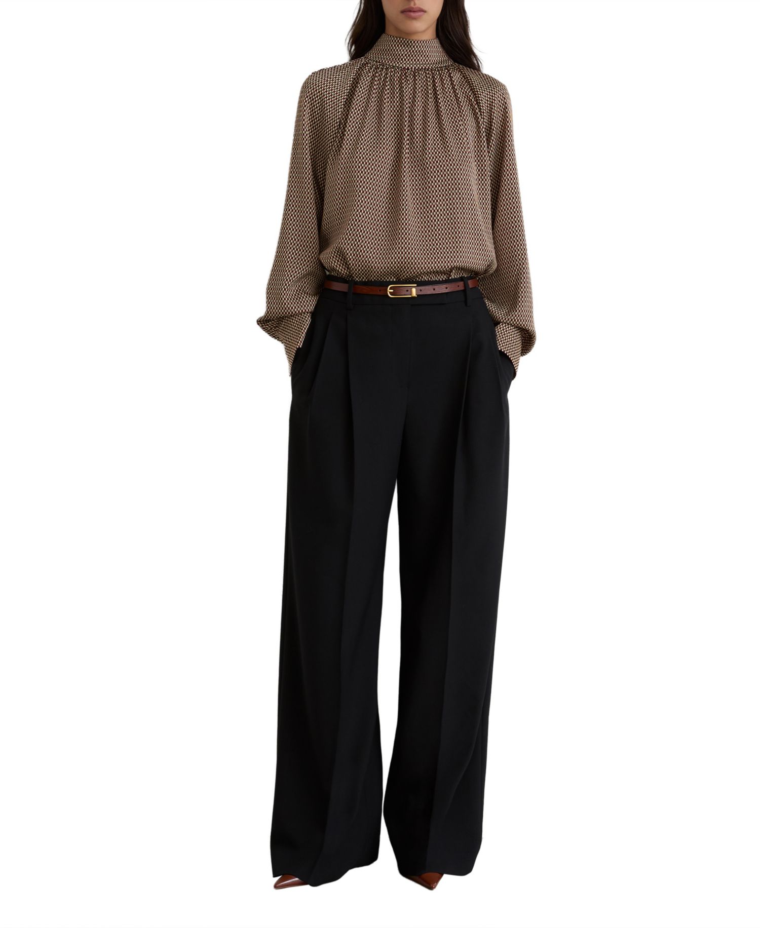 Women's Eden Geometric-Print Tie-Neck Blouse