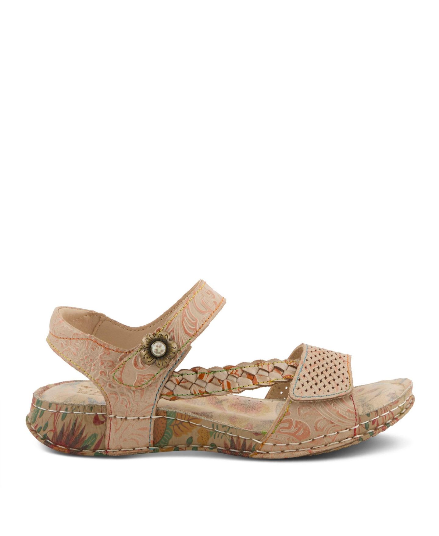 Женские сандалии L'Artiste Popular Quarter Strap Sandal with Leather Upper, цвет: Бежевый разноцветный — фото 6
