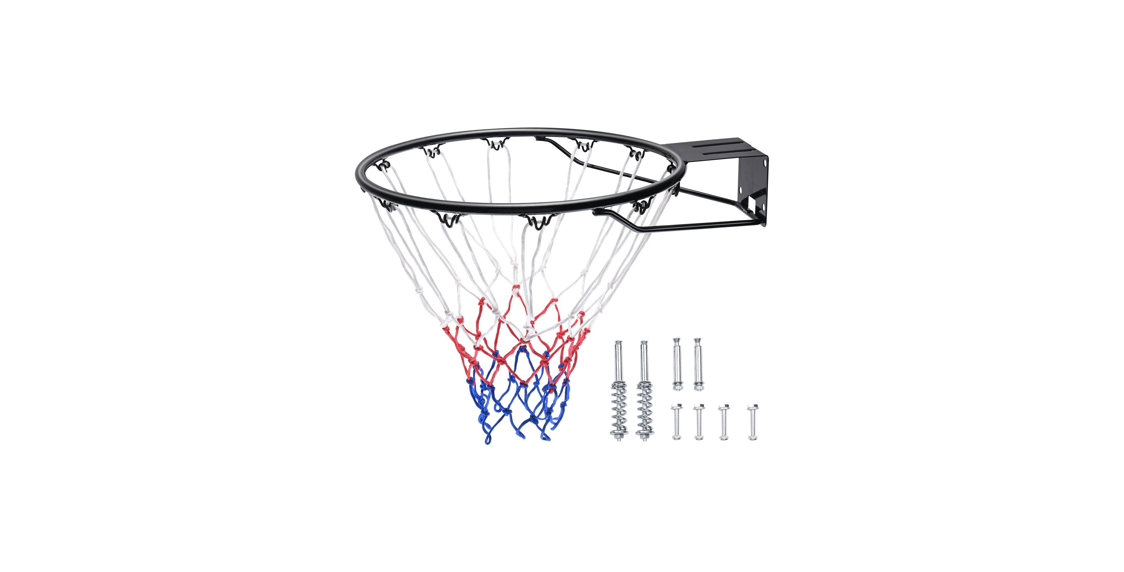 Sugift Heavy Duty Q235 Wall Door Mounted Basketball Flex Rim Goal Replacement with Net 18in Standard Hoop
