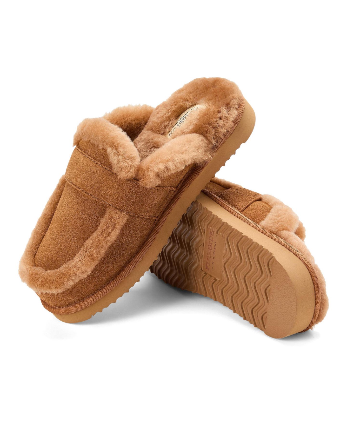 Женские тапочки Dearfoams Fireside Richmond Genuine Shearling Scuff Slipper, цвет: Каштановый — фото 3