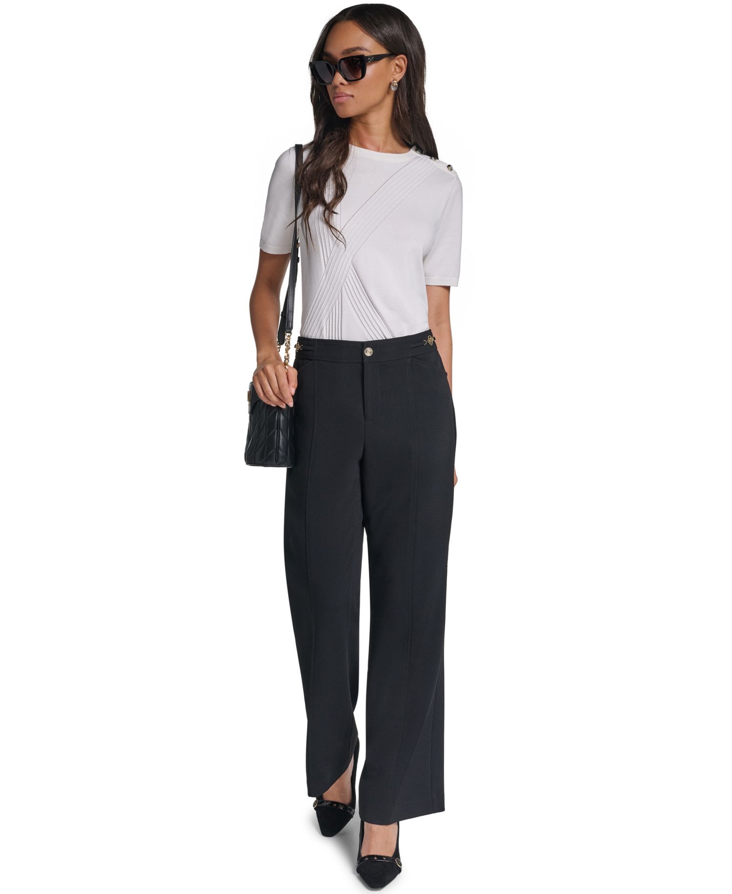 Petite High-Waisted Wide-Leg Pants