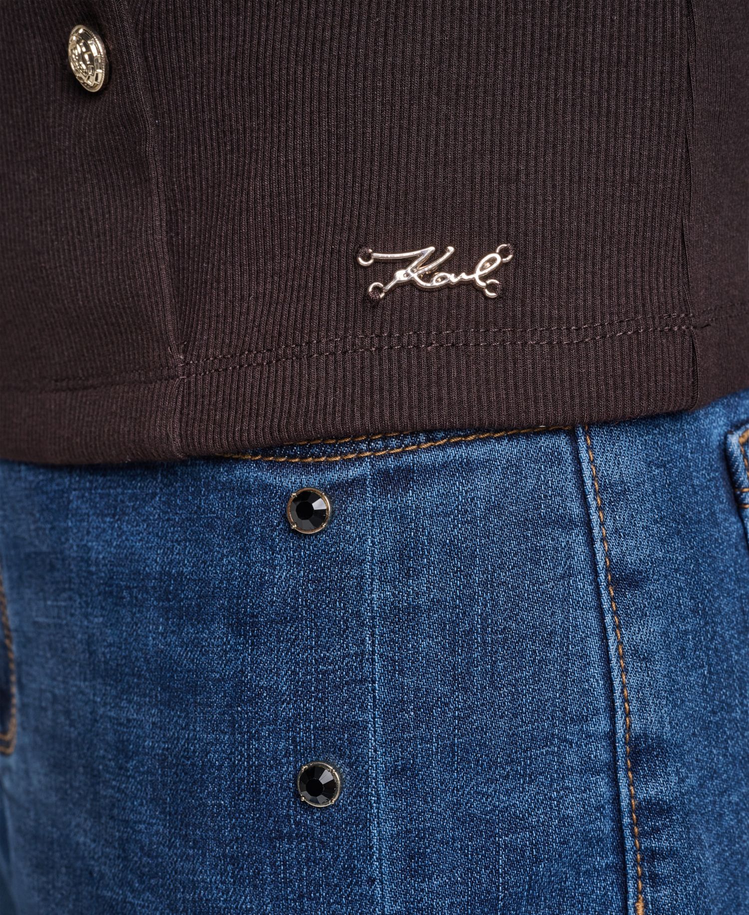 Petite Ribbed Long-Sleeve Button-Detail Knit Top