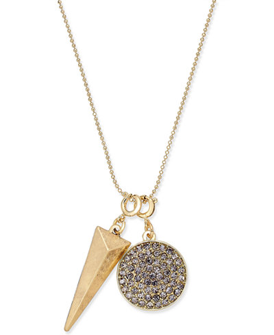INC International Concepts Gold-Tone Pavé Charm Pendant Necklace, Only at Macy's