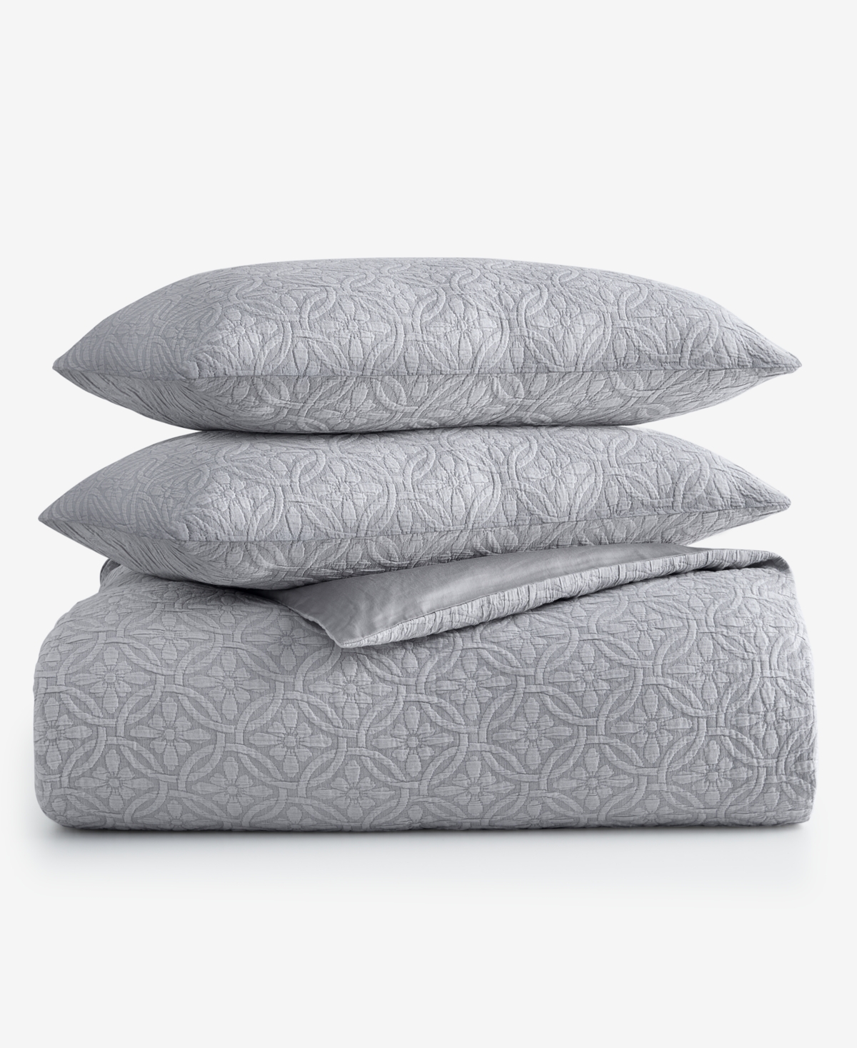 Charter Club Lattice Medallion Gray -Pc. Duvet Cover Set