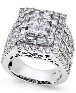 image of Diamond Cluster Engagement Ring (5 ct. t.w.) in 14k White Gold