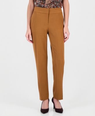 Women's Ava Mid-Rise Straight-Leg Stretch Crepe Pants