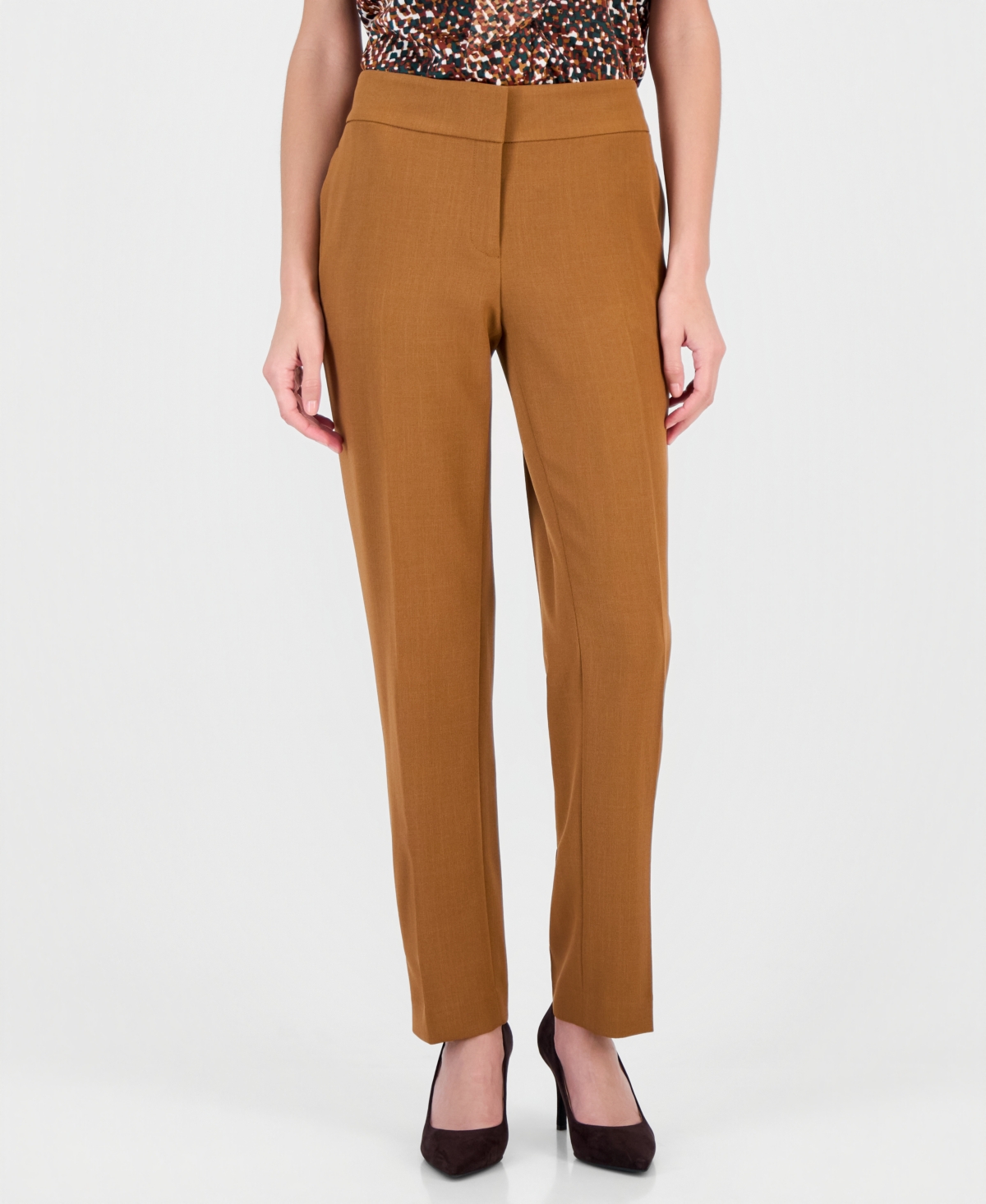 Kasper Women's Ava Slim Straight-leg Crepe Pants In Cinnamon