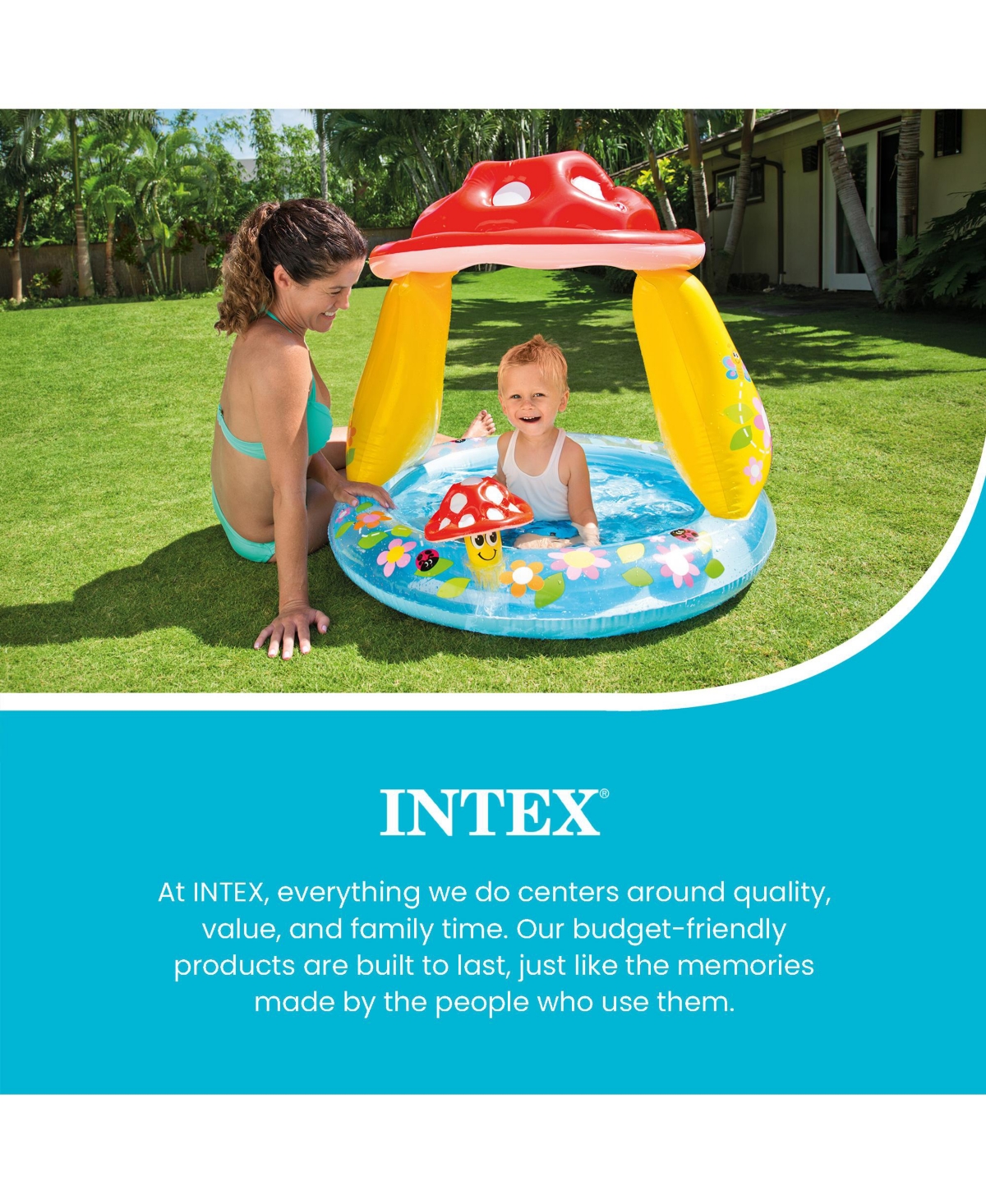 Intex Inflatable Mushroom Water Play Center Kiddie Baby Swimming Pool Ages 1-3