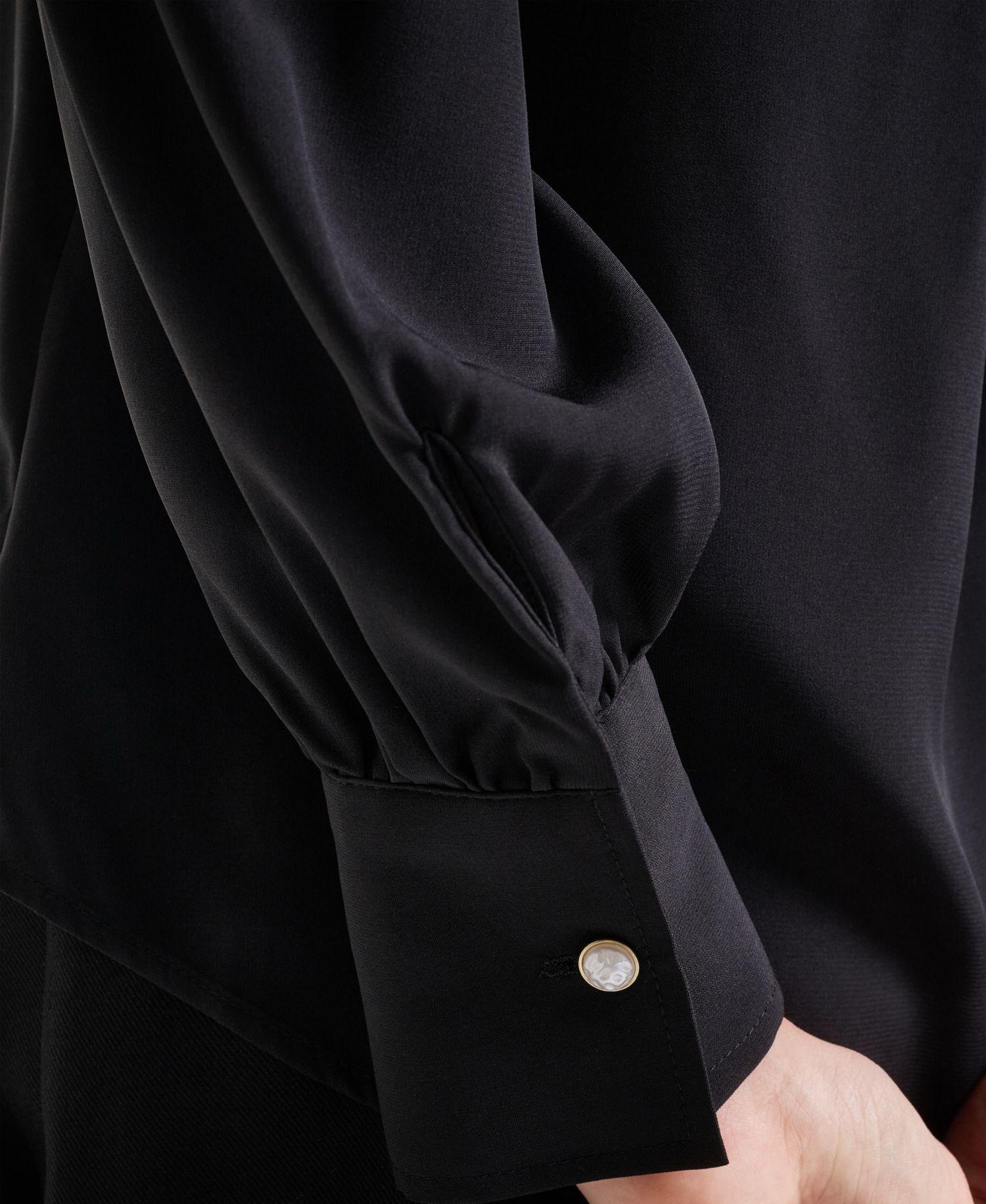 Petite Long-Sleeve Collared Blouse