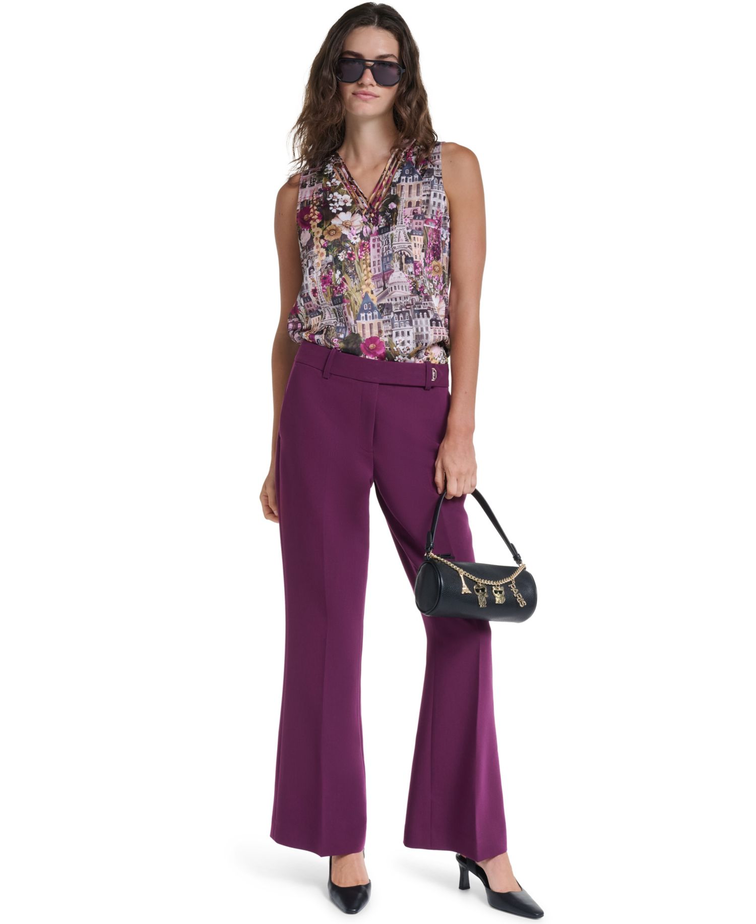 Petite Floral V-Neck Woven Blouse