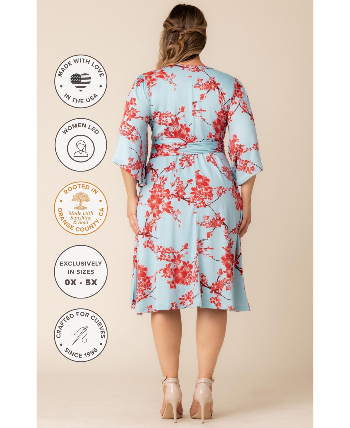 Женское платье Kiyonna Plus Size Gemini Wrap Dress with Contrast Lined Sleeves, цвет: С принтом — фото 4