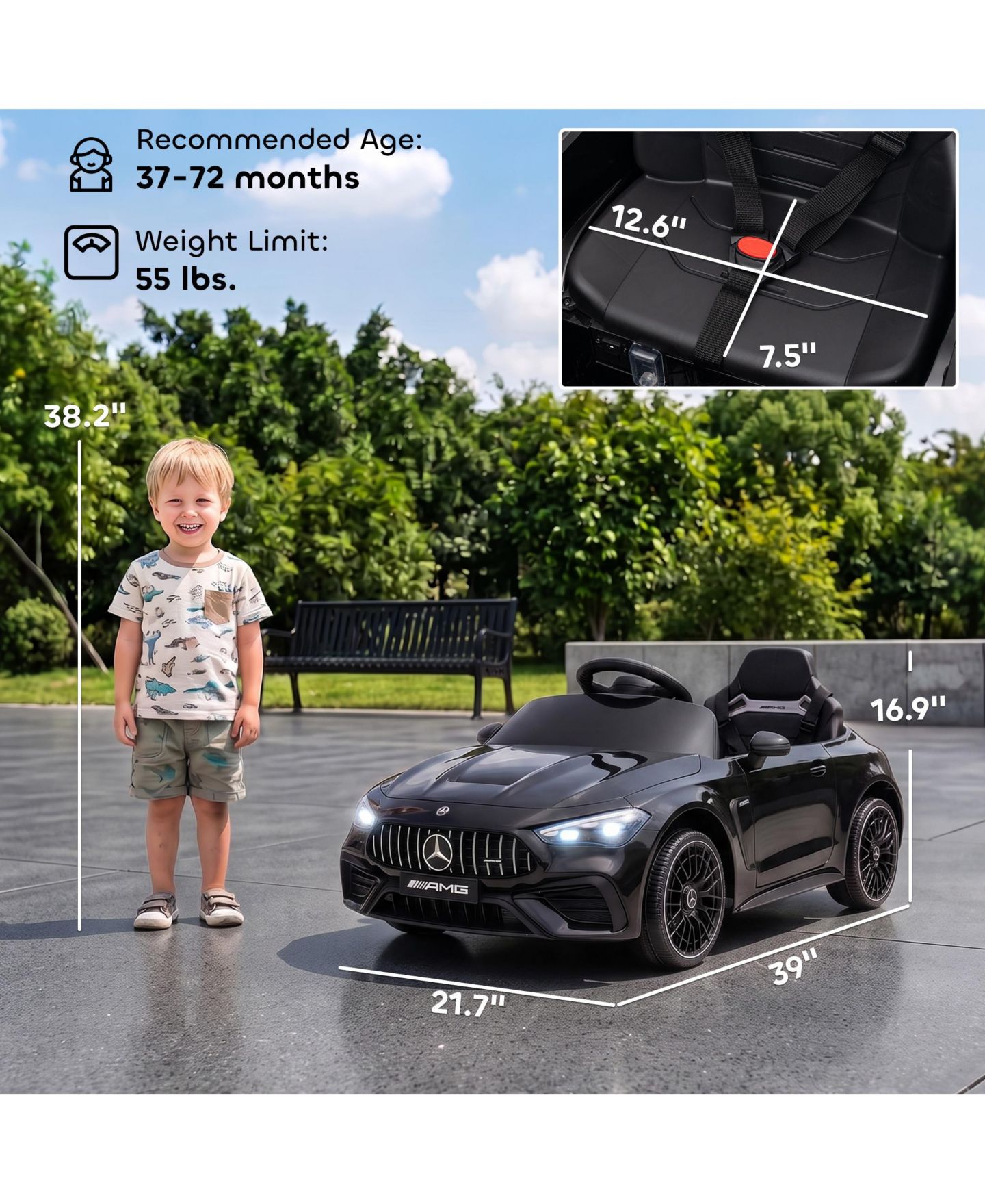 Детская игрушка Qaba Licensed Mercedes Amg Cle 53 Electric Car for Kids with Remote, цвет: Чёрный — фото 3