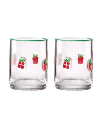 24 Seven Seasonal 12 oz. Green Rim Gift Motif Tumblers, Set of 2