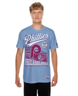 Men's Light Blue Philadelphia Phillies Oversized Throwback Distressed T-Shirt