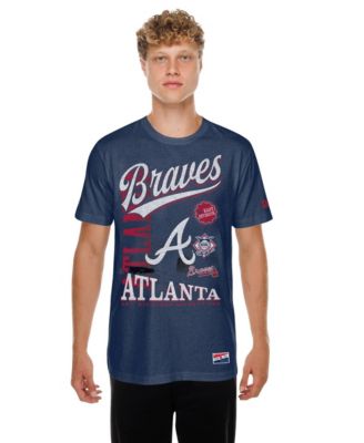 Men's Navy Atlanta Braves Oversized Throwback Distressed T-Shirt