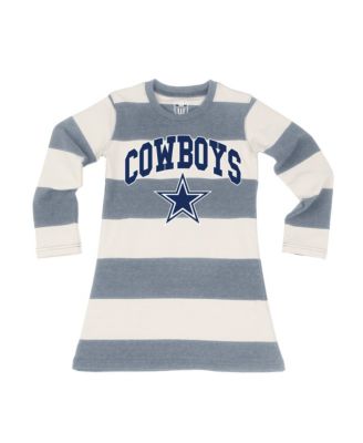Girls Toddler Gray/White Dallas Cowboys Long Sleeve Rugby Tri-Blend Dress