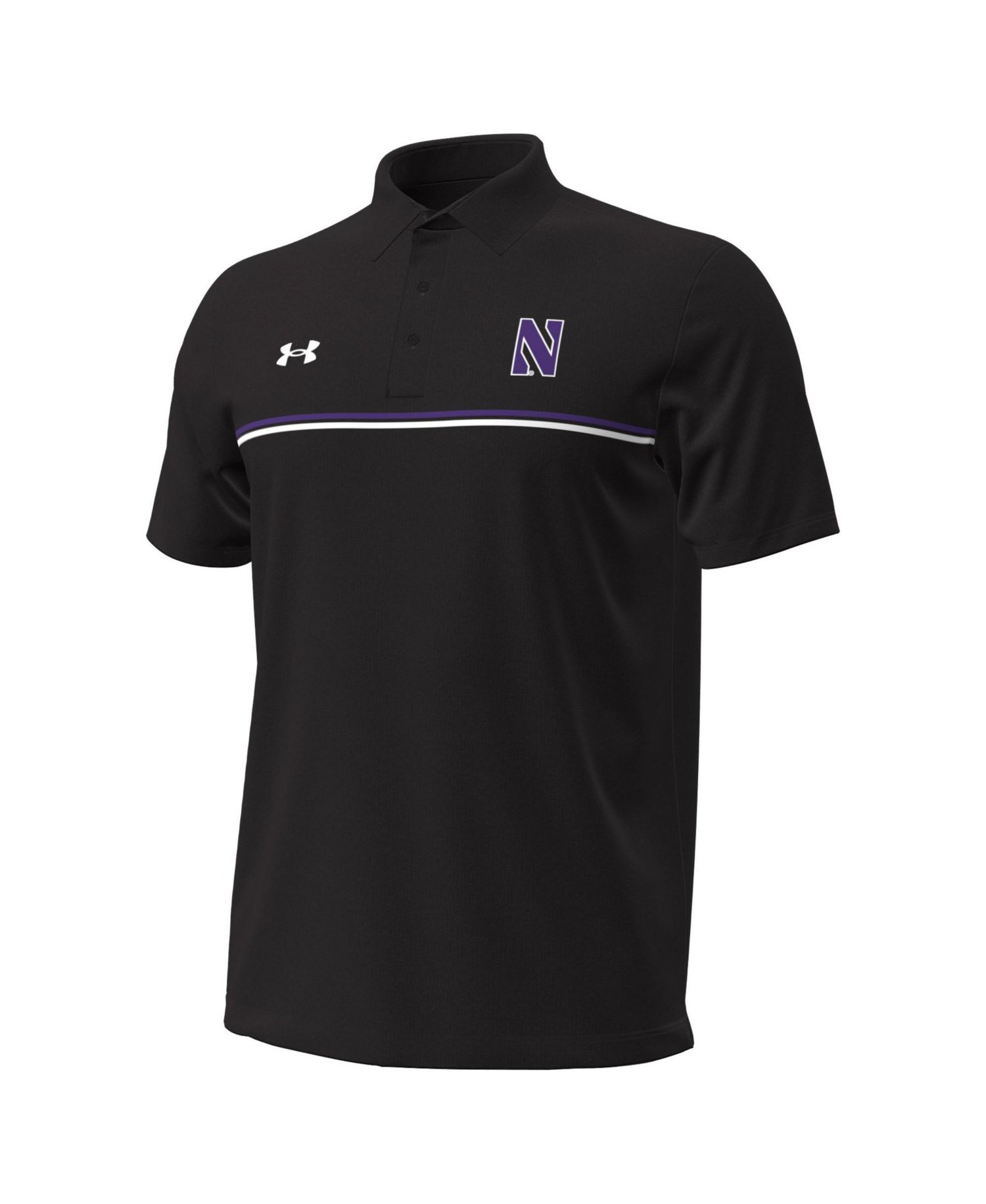 Men's Black Northwestern Wildcats Performance Drive Chest Stripe Polo Shirt