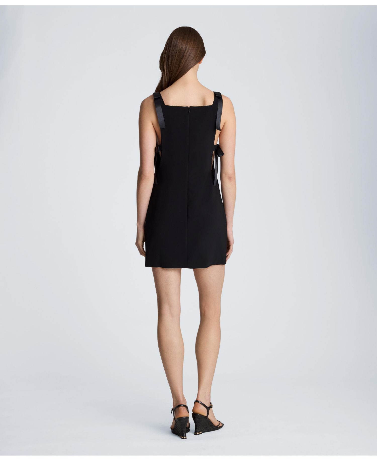 Women's Mini Square-Neck Bow-Tie Dress