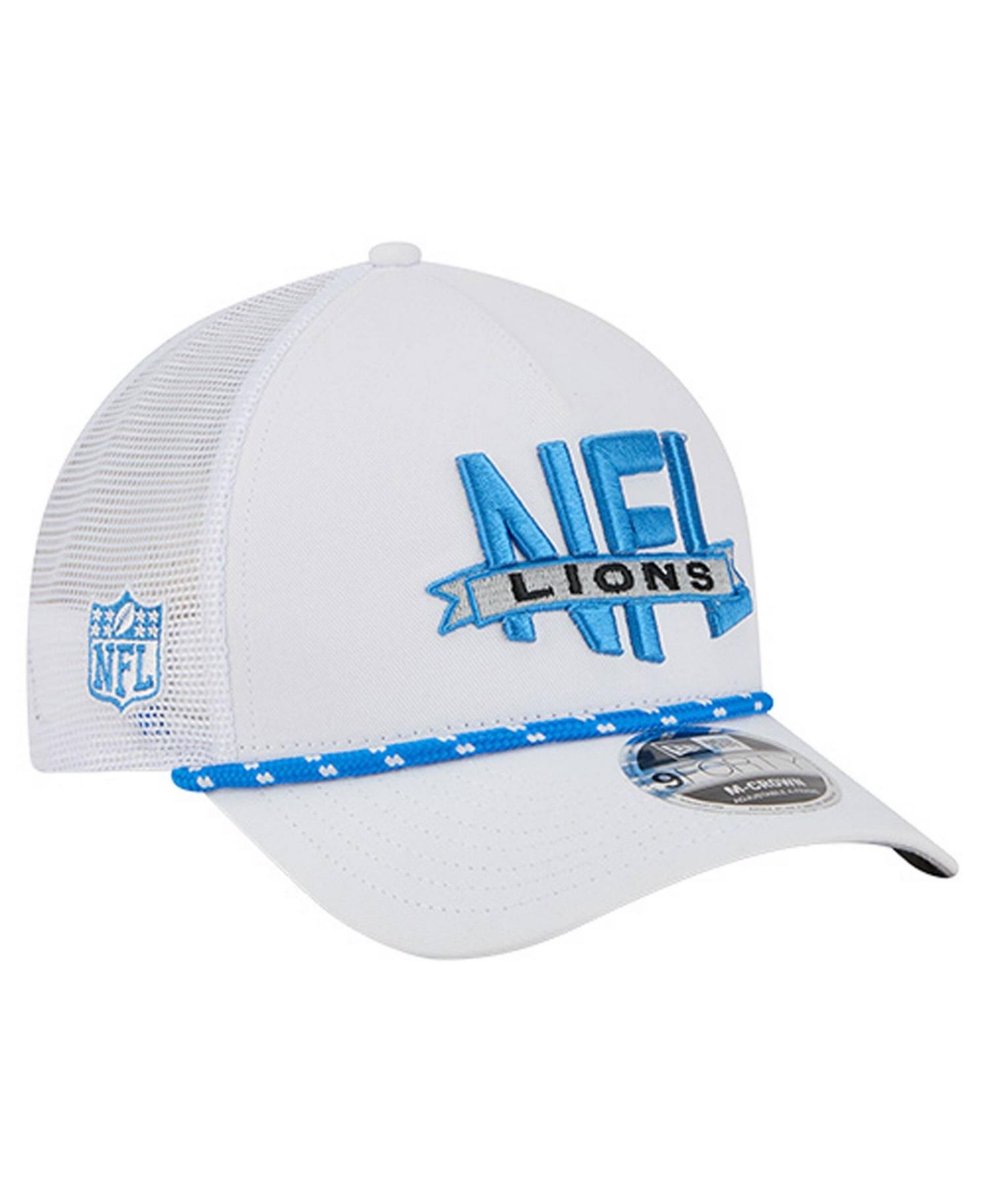 Men's White Detroit Lions NFL 9FORTY A-Frame M-Crown Adjustable Trucker Hat