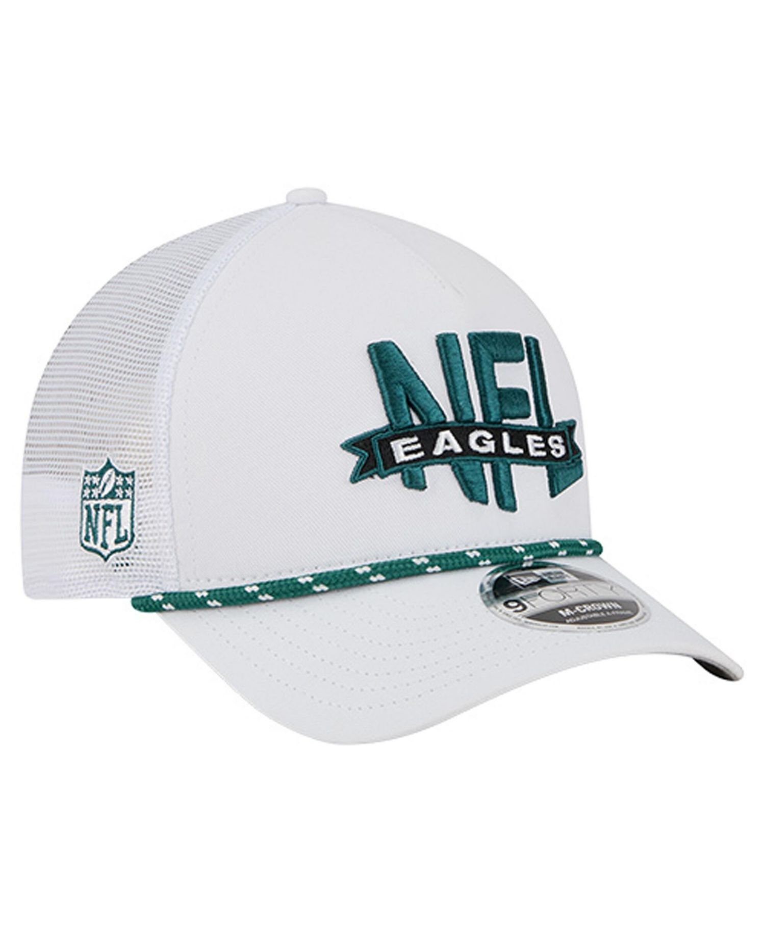 Men's White Philadelphia Eagles NFL 9FORTY A-Frame M-Crown Adjustable Trucker Hat