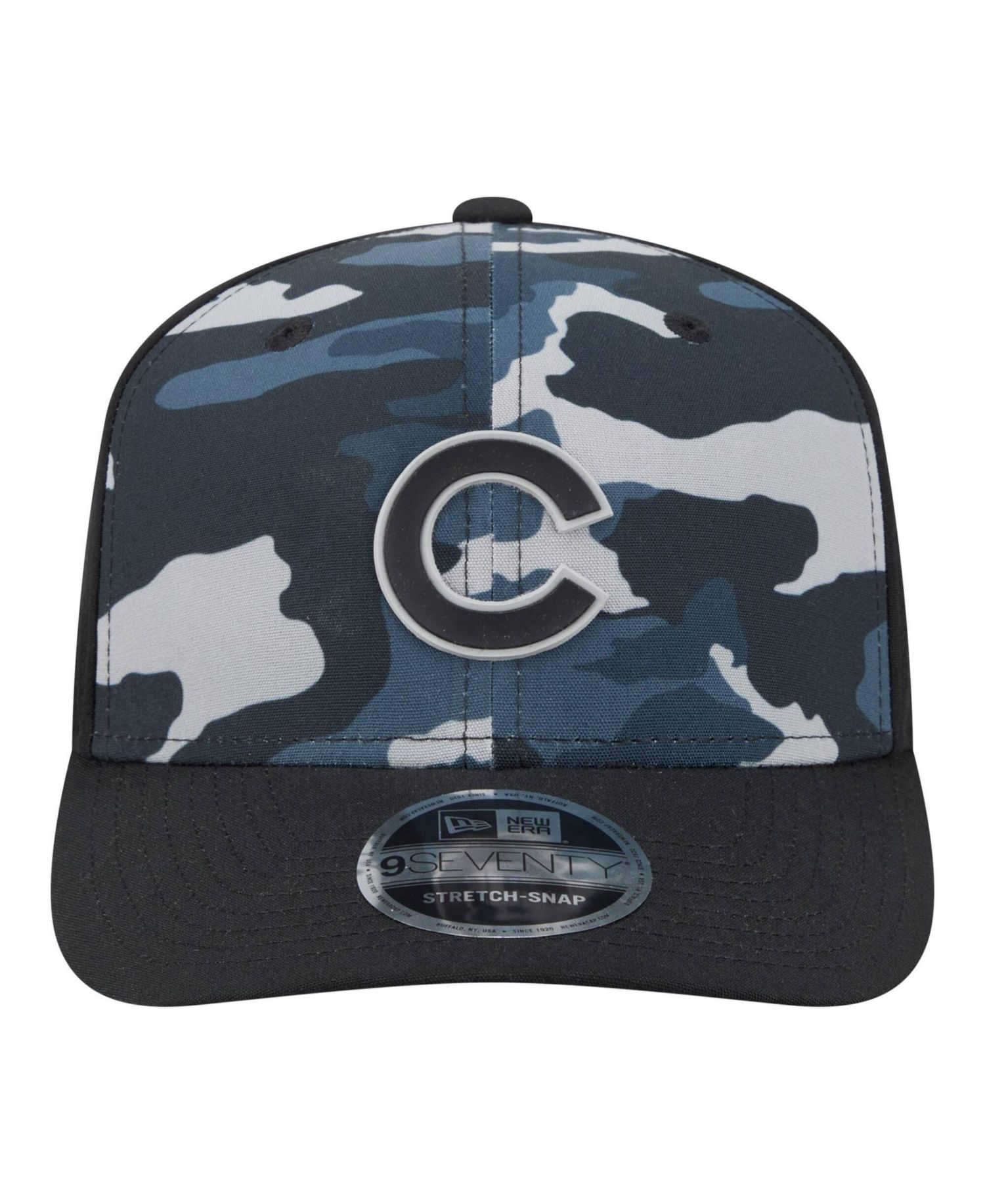 Men's Black Chicago Cubs Tonal Camo 9SEVENTY Stretch-Snap Hat