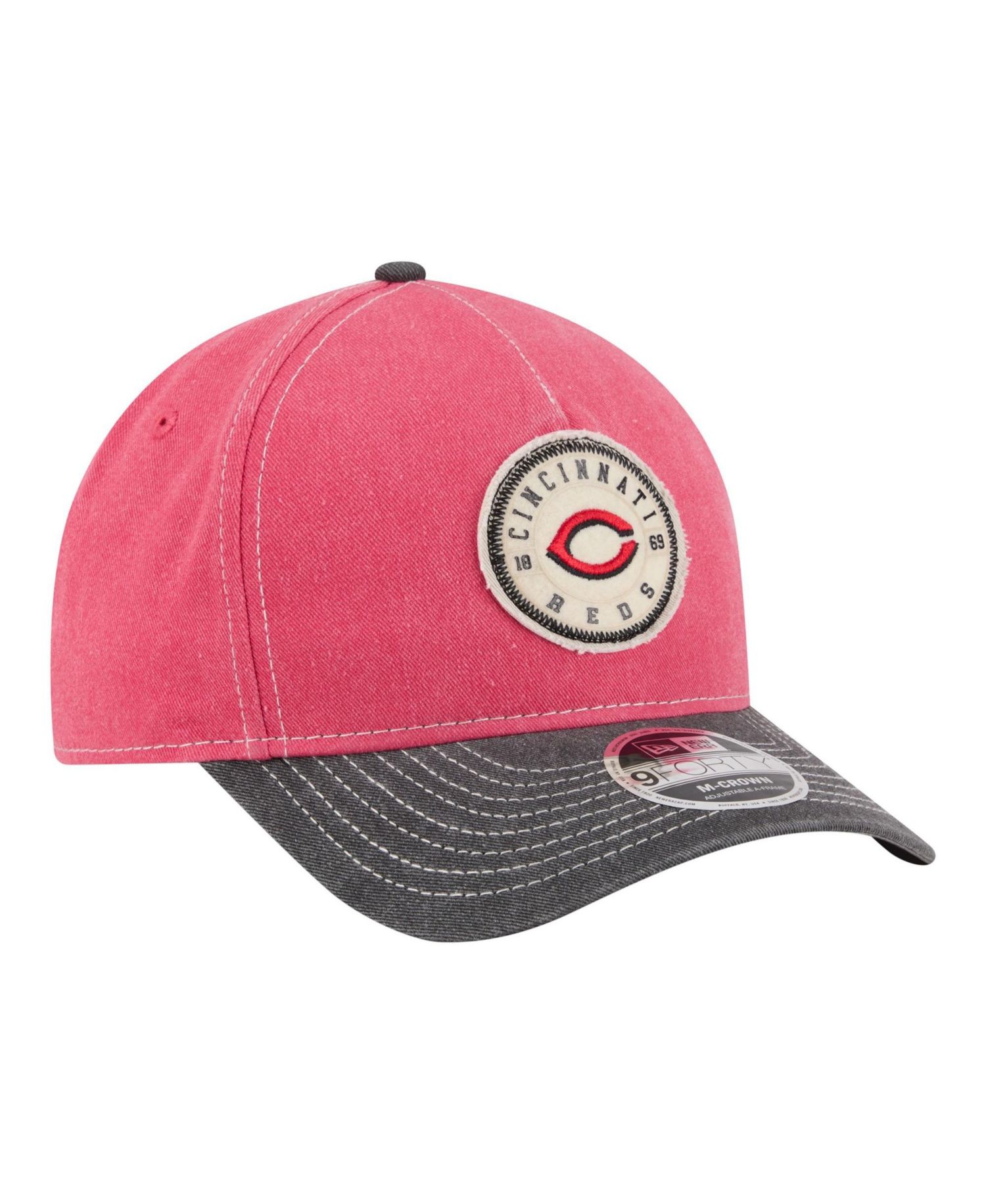 Men's Red/Black Cincinnati Reds Felt M-Crown 9FORTY Adjustable Hat