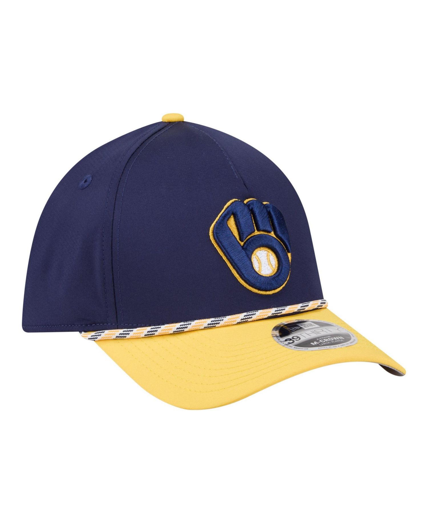 Men's Navy/Gold Milwaukee Brewers Rope M-Crown A-Frame 39THIRTY Flex Hat