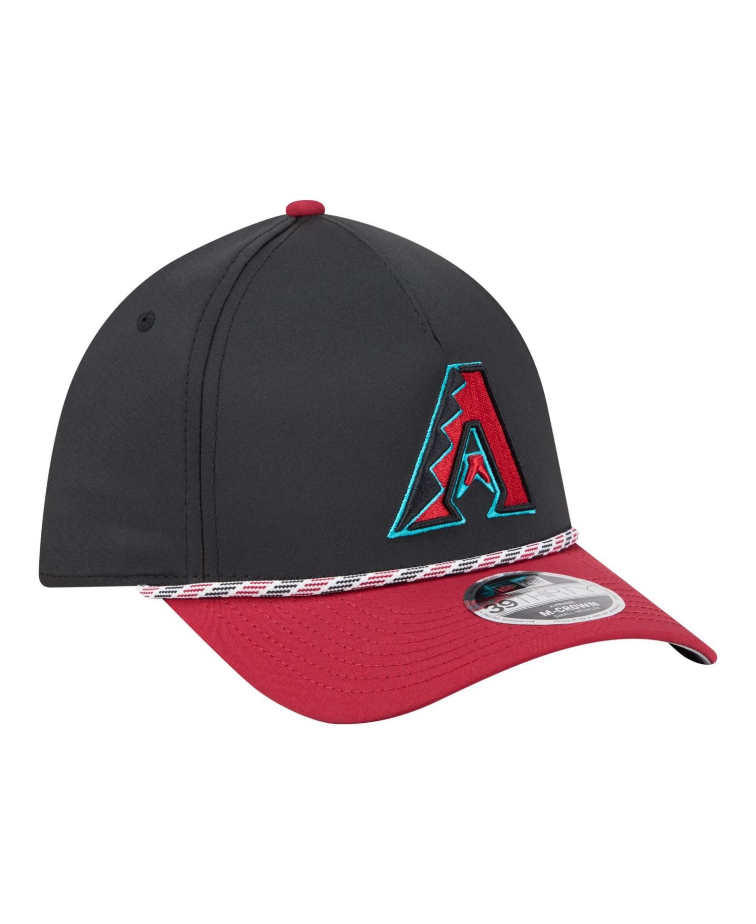 Men's Black/Red Arizona Diamondbacks Rope M-Crown A-Frame 39THIRTY Flex Hat