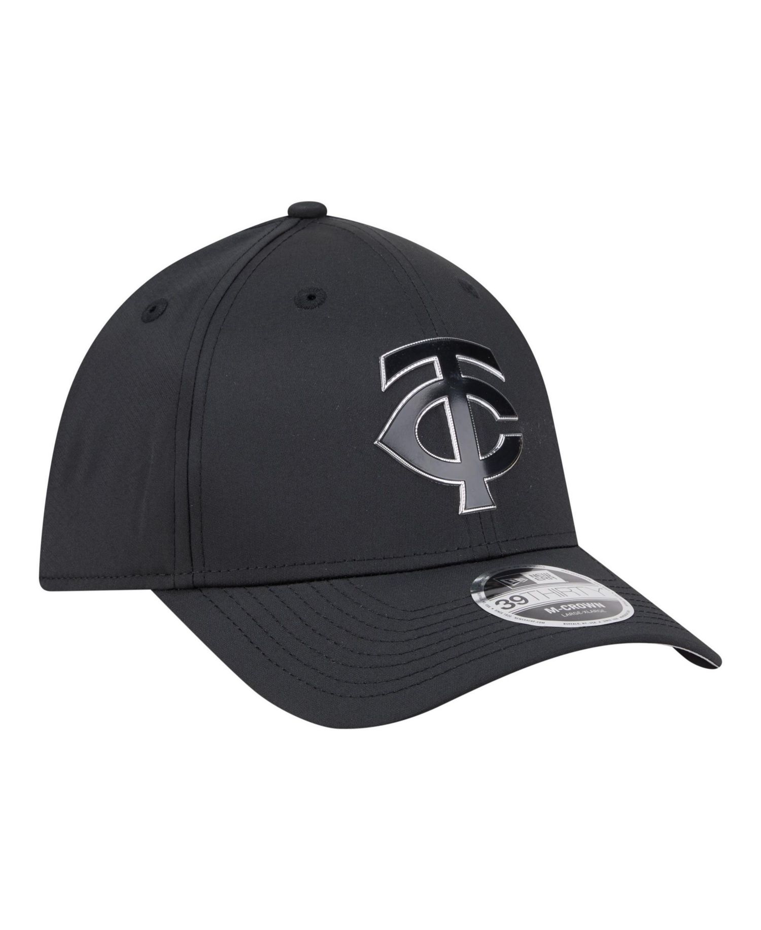 Men's Black Minnesota Twins Metallic 39THIRTY M-Crown Flex Hat
