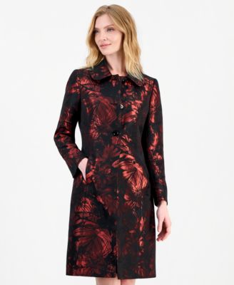 Women's Jacquard Floral-Print Peter Pan Collar Jacket