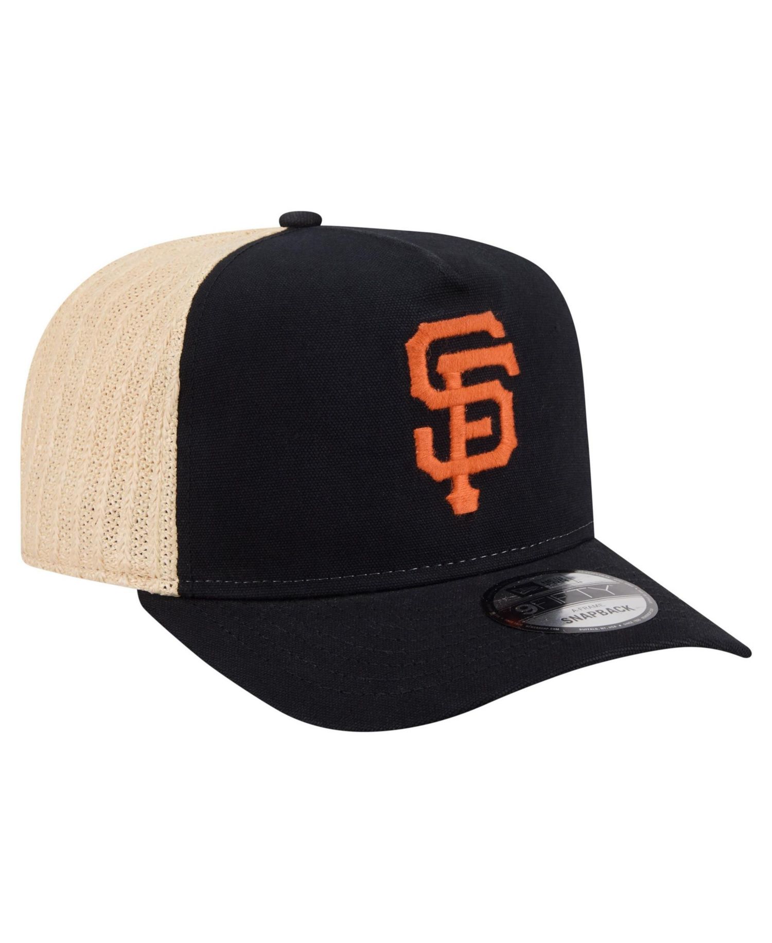 Men's Black/Natural San Francisco Giants Grained 9FIFTY A-Frame Trucker Adjustable Hat