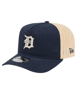 Men's Navy/Natural Detroit Tigers Grained 9FIFTY A-Frame Trucker Adjustable Hat
