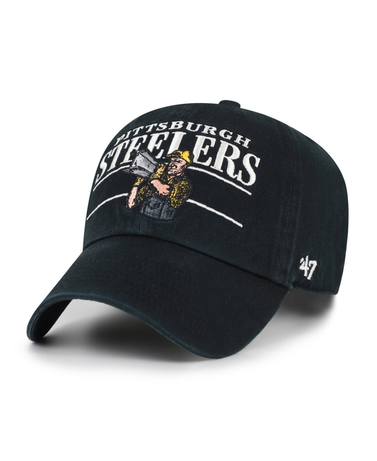 Men's Black Pittsburgh Steelers Throwback Graphic Clean Up Adjustable Hat