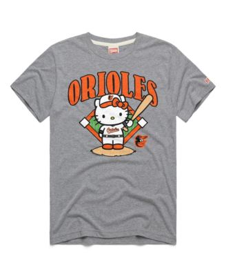 Men's and Women's Gray Baltimore Orioles Hello Kitty Tri-Blend T-Shirt