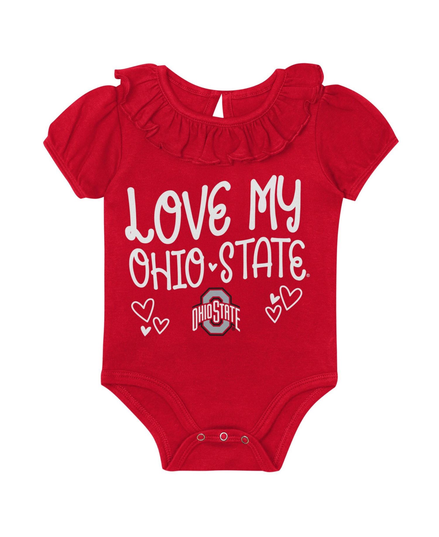 Baby Boys and Girls Scarlet/Gray Ohio State Buckeyes Two-Pack Playtime Ruffle Bodysuit Set