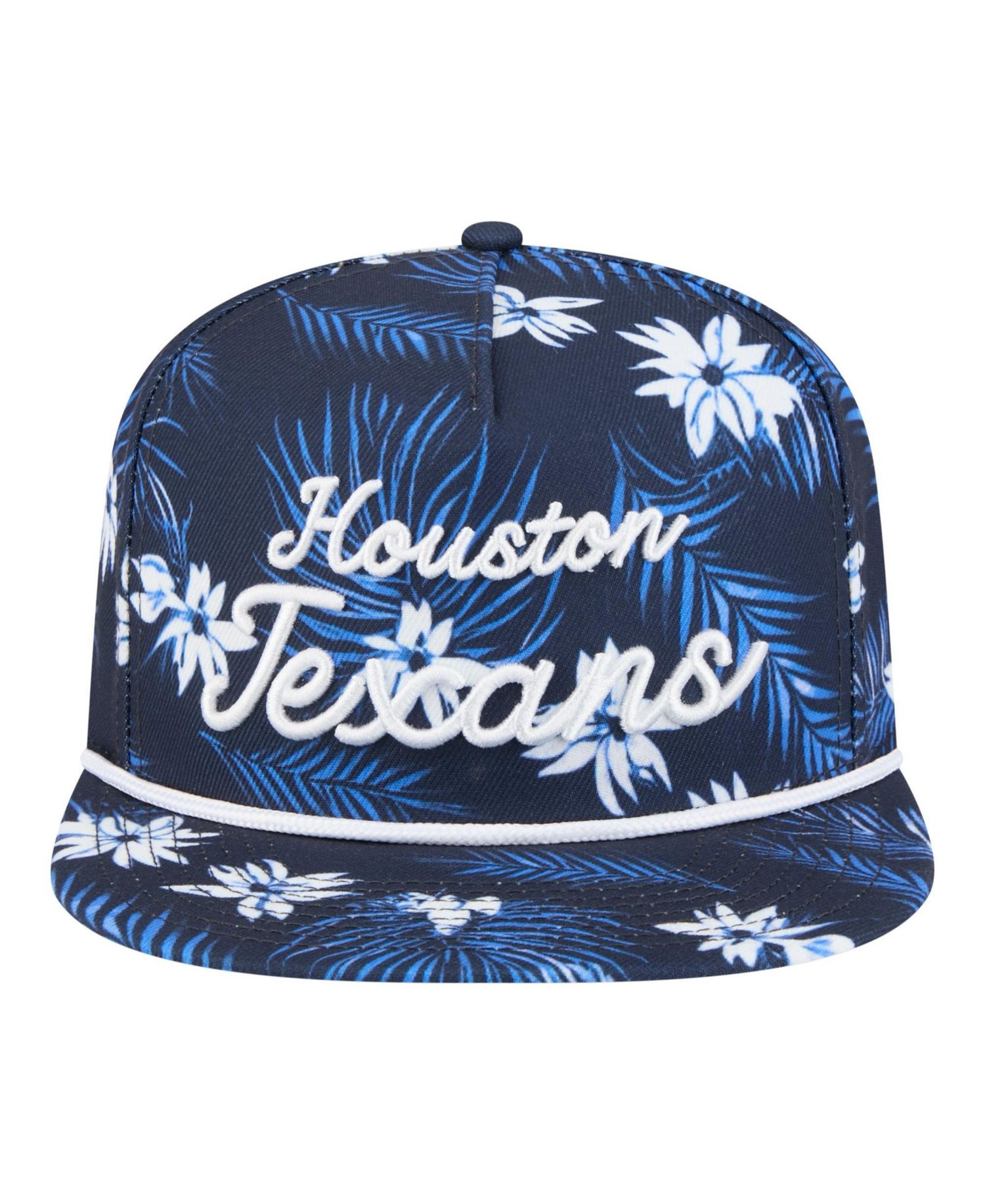 Men's Navy Houston Texans Palm Print A-Frame 9FIFTY Snapback Hat
