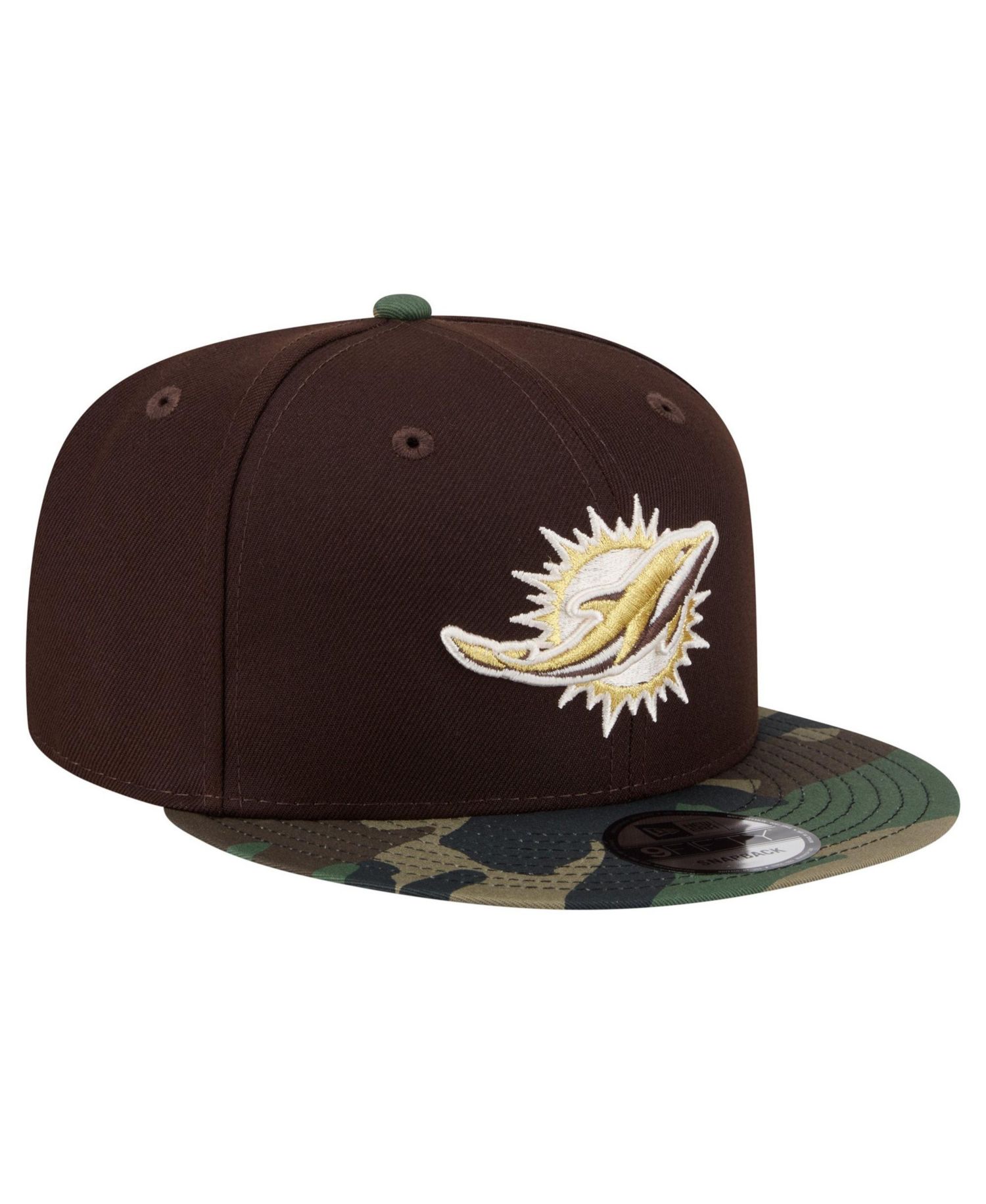 Men's Dark Brown Miami Dolphins Burnt Wood Camo 9FIFTY Snapback Hat