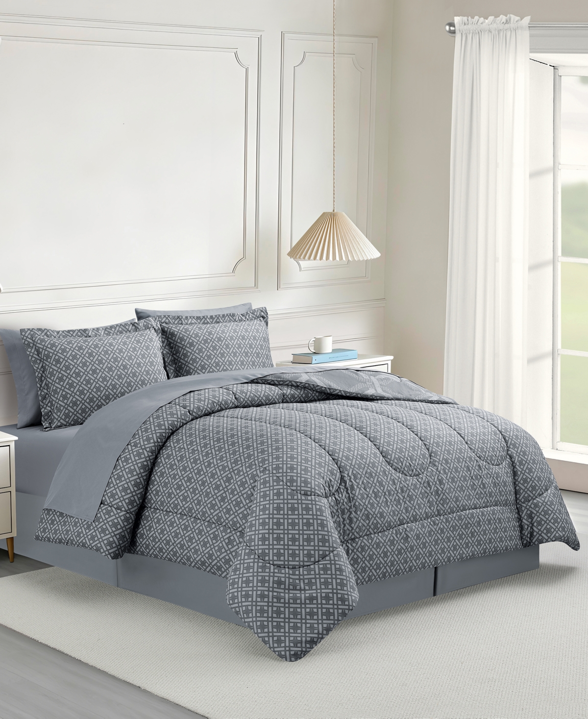 Macy's Darien Geo Reversible Microfiber 8-piece Comforter Set
