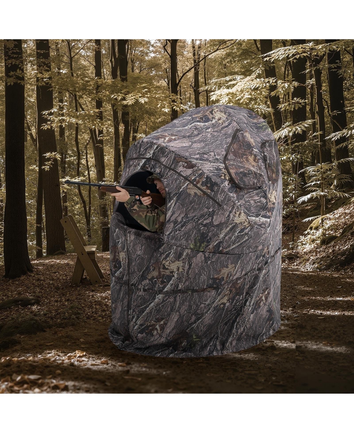 Sugift Single Person Hunting Blind Portable Concealed Shelter with Silent Zipper Door