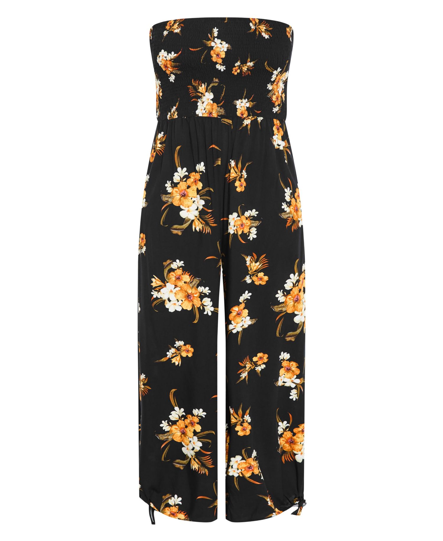 Plus Size Aruba Print Strapless Wide-Leg Jumpsuit