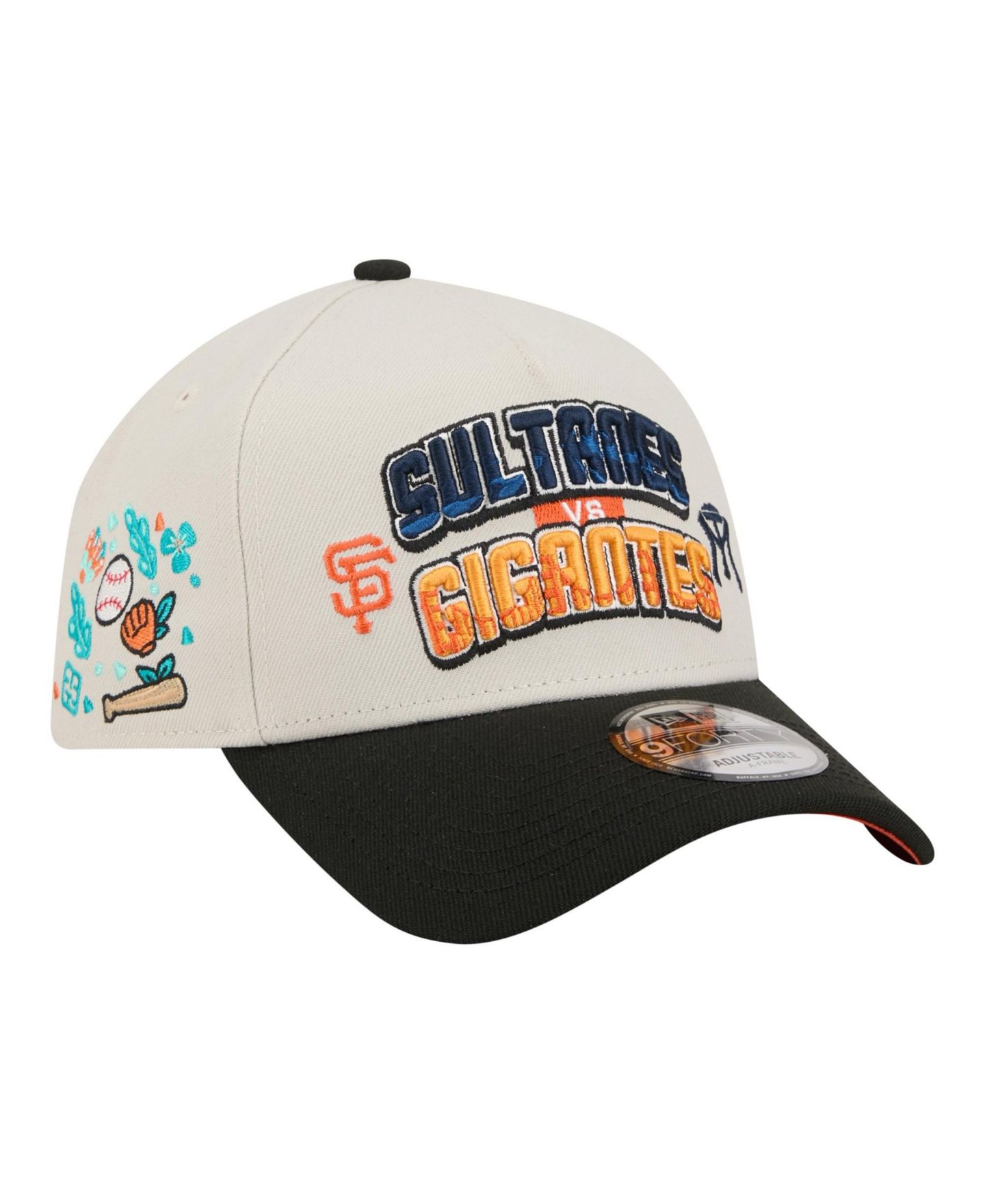 Мужская кепка New Era Beige San Francisco Giants vs. Monterrey Sultanes 2026 Matchup 9FORTY A-Frame Adjustable Hat — фото 3