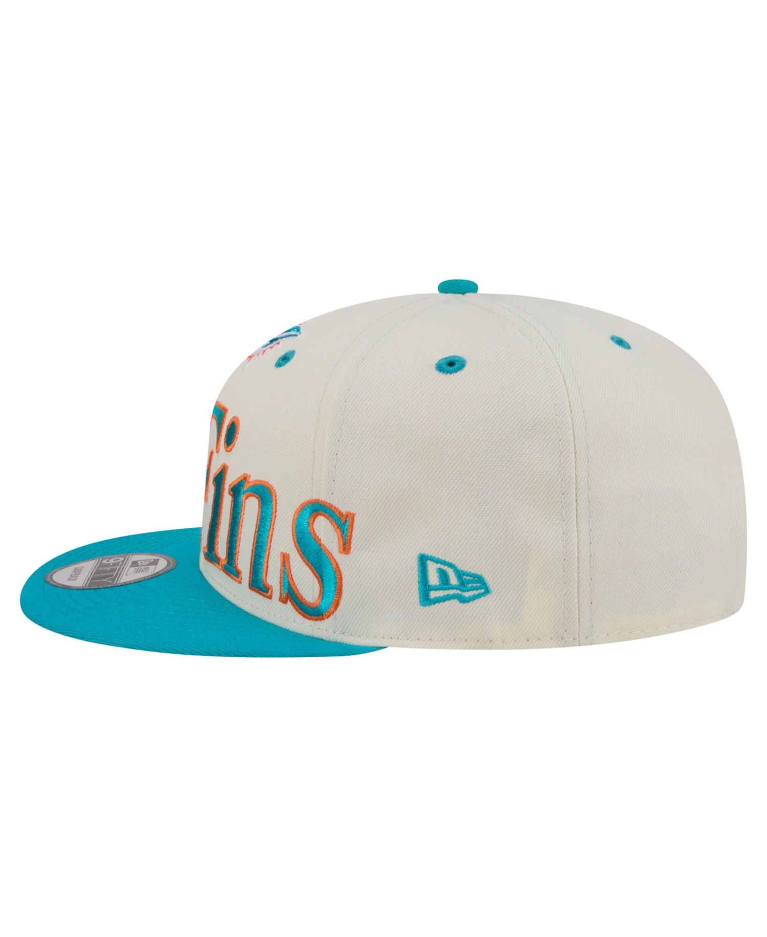 Men's Cream Miami Dolphins Oversized Slogan 9FIFTY Snapback Hat